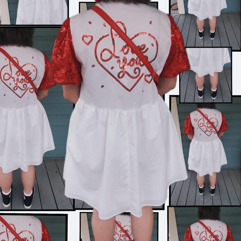 Peach Love California Red and White Sequin Dress